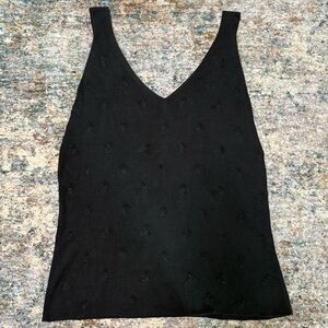 Black Beaded Sweater Tank Top